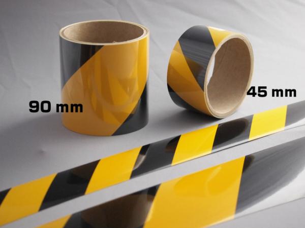 スリオン　反射テープ №9652　注意標識(黄色/黒色)　90mm幅×2m巻