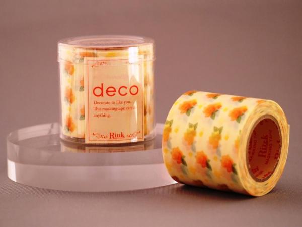 リンレイテープ　和紙マスキングテープ　deco ROSE yellow　45mm幅×11m巻　1本