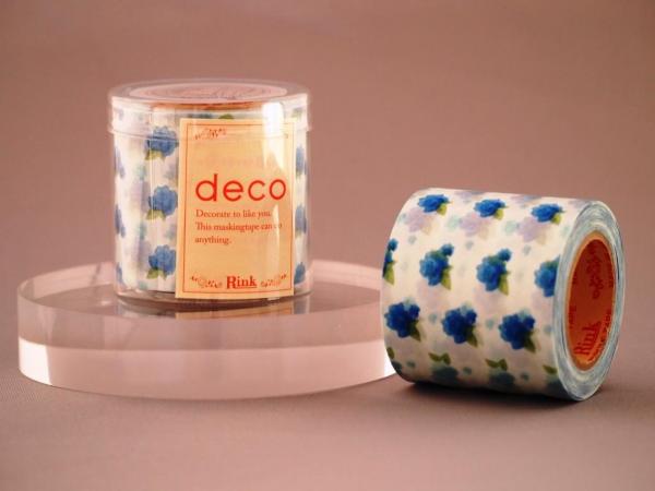 リンレイテープ　和紙マスキングテープ　deco ROSE blue　45mm幅×11m巻　1本