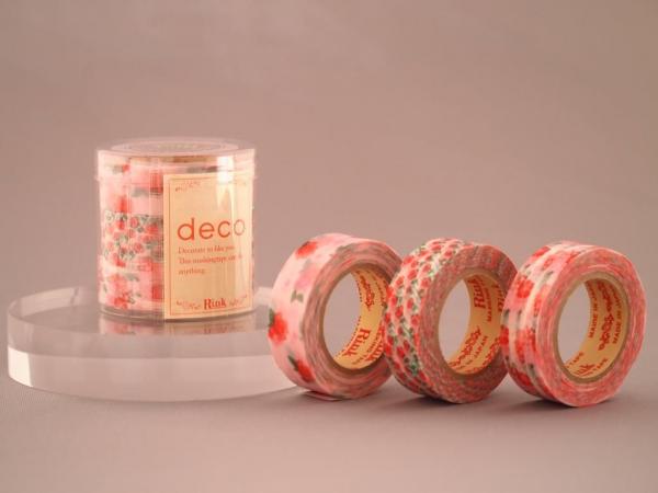 リンレイテープ　和紙マスキングテープ　deco ROSE pink　15mm幅×11m巻　3本