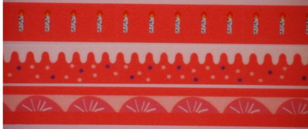リンレイテープ　和紙マスキングテープ　SWEET レッドケーキ　15mm幅×10m巻　3本
